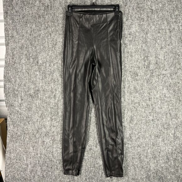 Zara‎ Pants Size Small Buttery Faux Leather Slim Jogger Zip Cuff Business Casual - Picture 1 of 12